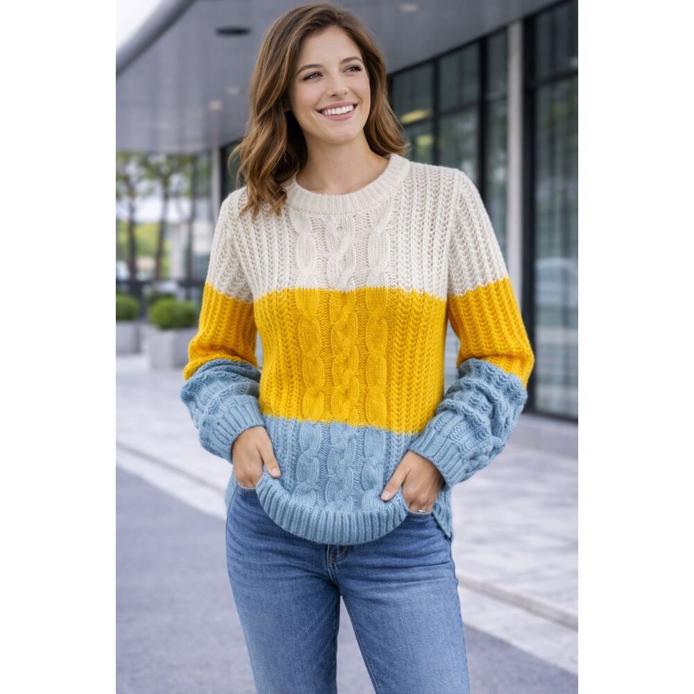 Vero Moda Becca Cable Knit Long Sleeve O-Neck Sweater L